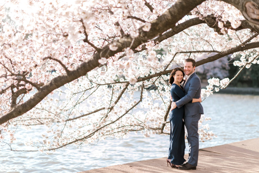 Cherry Blossom Engagement Photo