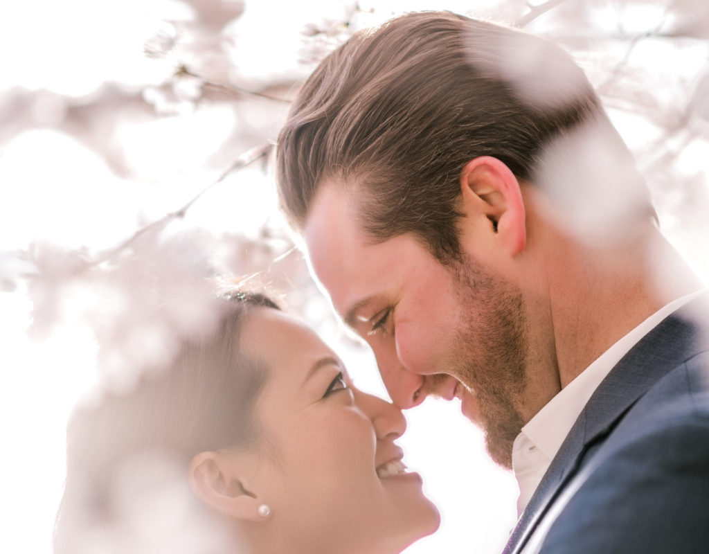 Cherry Blossom Engagement Photos